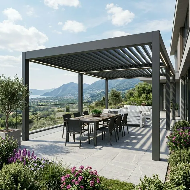 Pérgola de aluminio instalada en ático de Granada